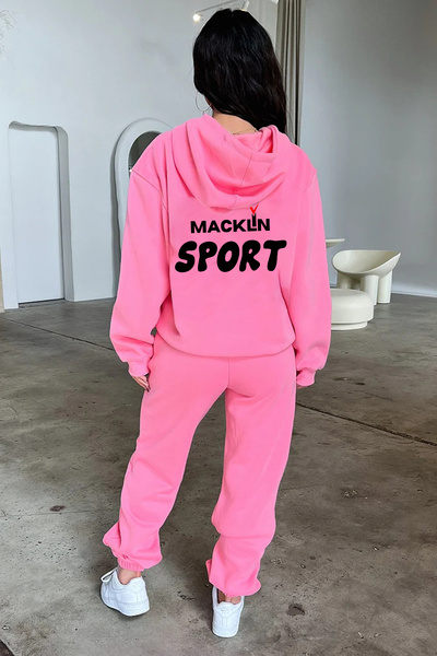 macklin Unisex Ανδρικό Γυναικείο Αθλητικό Σετ Φούτερ με κουκούλα με στάμπα Oversize 3 νημάτων