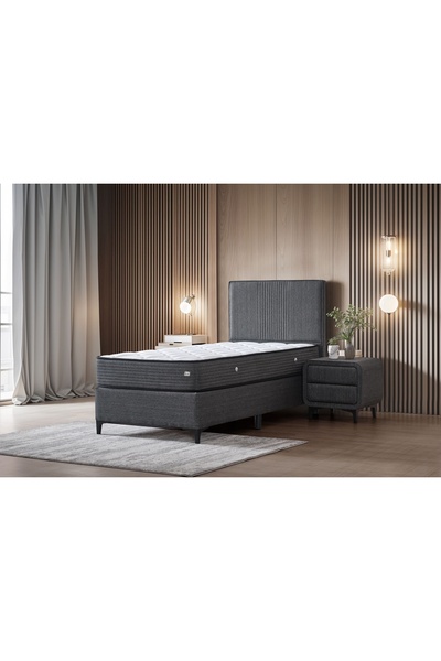 Vivense LİNE BAZA BAŞLIK YATAK SETİ, KETEN GRİ, 100X200