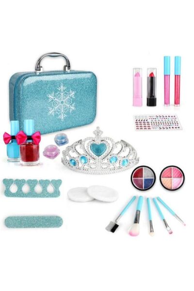 Generic مجموعة مكياج مع حقيبة تخزين محمولة زرقاء، متينة وقابلة للغسل