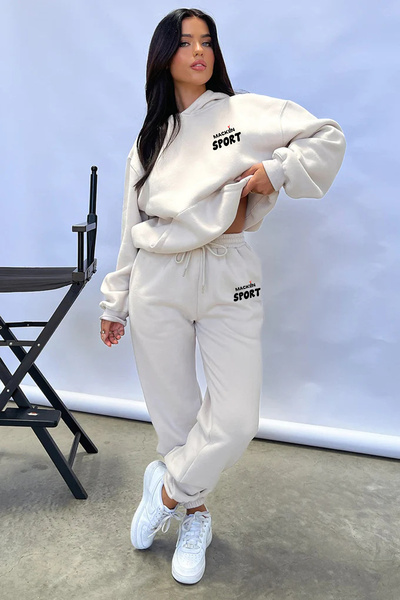 darkopia Unisex ανδρικό γυναικείο σετ αθλητικών φούτερ με κουκούλα Macklin Sport με στάμπα Oversize 3 νημάτων