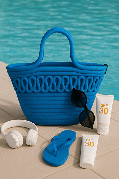 Efuliz Home Geantă de mână zilnică cu mâner scurt pentru femei-copii, geantă de plajă, geantă naturală de tendință realizată manual