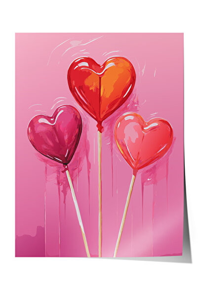 Zestia Poster fără ramă, Baloane în formă de inimă – Cadou romantic, Poster d...