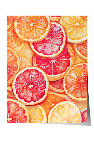 Zestia Poster fără ramă, felii de citrice – Culori vibrante, Poster decorativ...