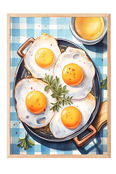 Zestia Tablou cu ramă din lemn, Masă de mic dejun – Design vesel, Poster deco...