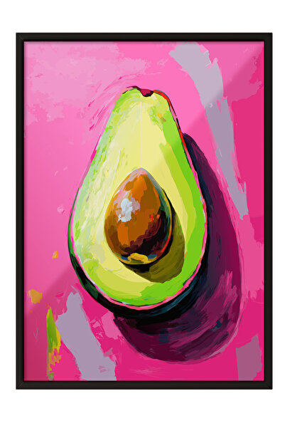 Zestia Tablou înrămat negru, Pop Art cu avocado, Poster decorativ pentru bucă...