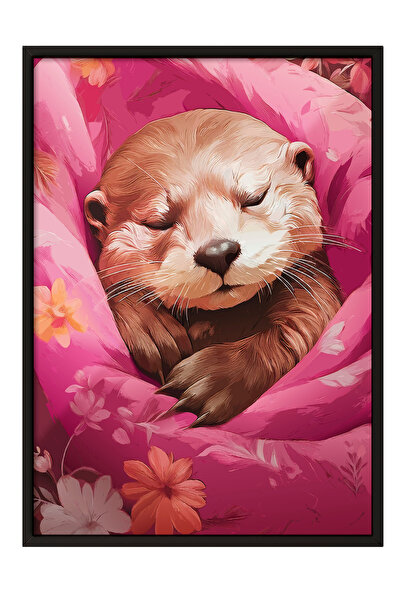 Zestia Tablou cu ramă neagră, Vidră somnorosă, Poster decorativ pentru camera...