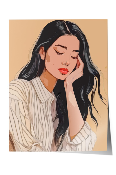 Zestia Poster fără ramă, Portret femeie în meditație, Poster decorativ pentru...