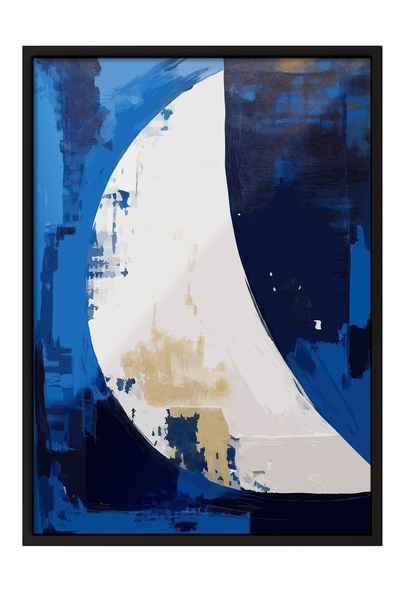 Zestia Tablou înrămat negru, Noapte albastră cu jumătate de lună, Poster deco...
