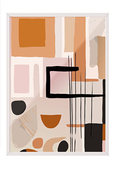 Zestia Πίνακας με λευκό πλαίσιο, Ρετρό Γεωμετρικό Σχέδιο – Μοντέρνος Σχεδιασμ...