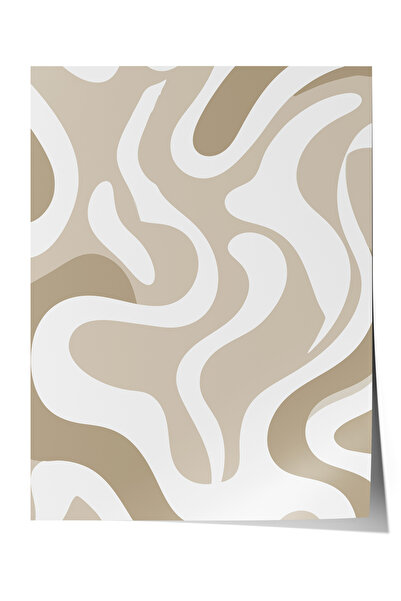 Zestia Poster fără ramă, Linii ondulate abstracte – Tonuri de bej, Poster dec...