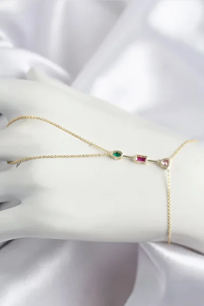 ALFA AKSESUAR 03 Brass Colored Zircon Stone Model Gold Color Şahmeran - Tj-Sn723