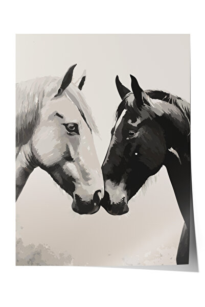 Zestia Poster fără ramă, Dragoste pentru cai – Artă alb-negru, Poster decorat...