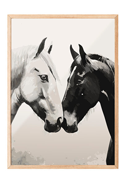 Zestia Tablou cu ramă din lemn, Dragoste pentru cai – Artă alb-negru, Poster ...