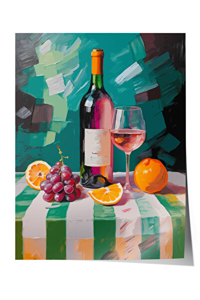 Zestia Безрамна постер, вино и мандарина – трапезна маса, декорация за всекид...