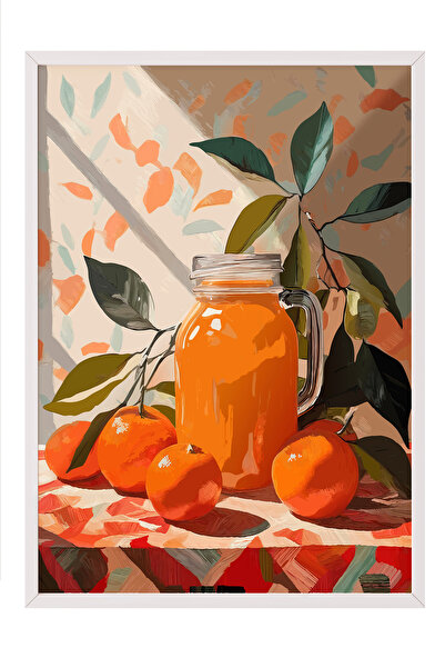 Zestia Tablou înrămat alb, Suc de portocale și portocale – Pop Art, Poster de...