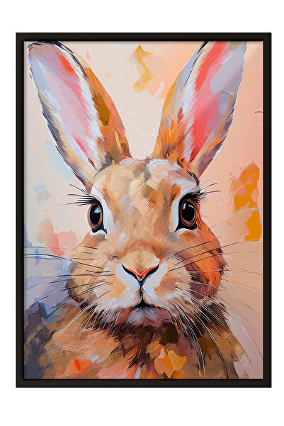 Zestia Tablou cu ramă neagră, ilustrație cu iepure – culori pastelate, poster...