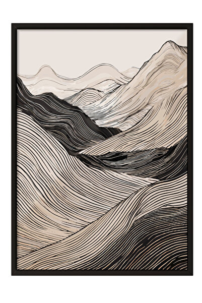 Zestia Πίνακας με μαύρο πλαίσιο, Μίνιμαλ ορεινό τοπίο, Διακόσμηση σαλονιού Αρ...