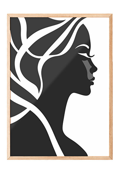 Zestia Tablou cu ramă din lemn, Siluetă de femeie profilată – Stil modern, Po...