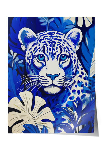 Zestia Poster fără ramă, Leopard albastru – Artă exotică, Poster decorativ pe...