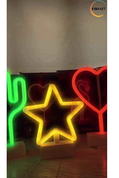 Fırsat7 NEON Yıldız Led PİL+USB Led Işıklı Masa Ve Gece Lambası Yıldız LED Se...