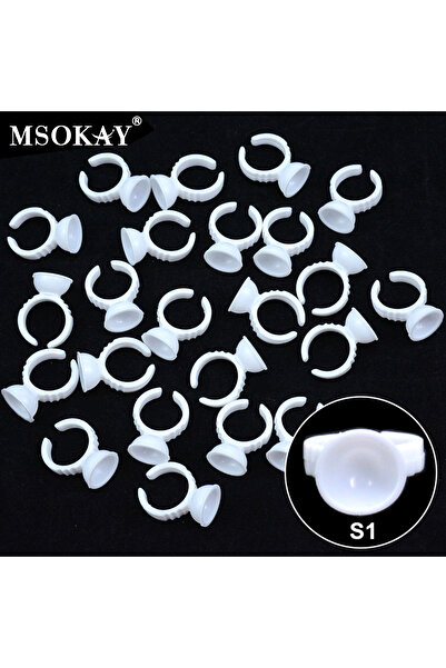 Choice5 100 قطعة بيضاء S1 Kekelala 100 قطعة من أكواب حلقات الغراء البلاستيكية البيضاء لتمديد الرموش الدقيقة Pi
