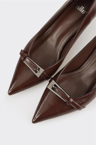 Elle Shoes Kahve Kadın Orta Topuk Ayakkabı