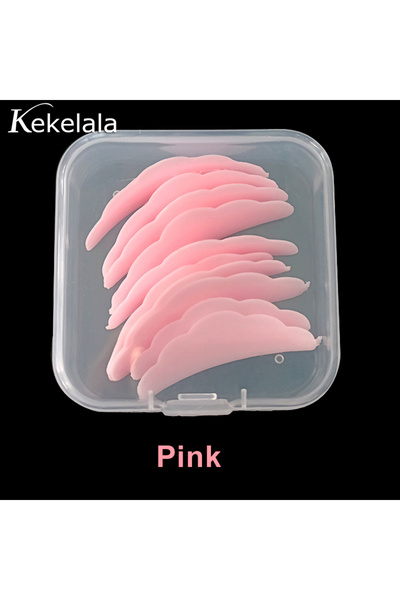 Choice1 مجموعة رفع الرموش القابلة لإعادة الاستخدام من 10 قطع باللون الوردي في علبة، وسادة تغليف السيليكون، قضبان تجعيد الرموش ثلاثية الأبعاد