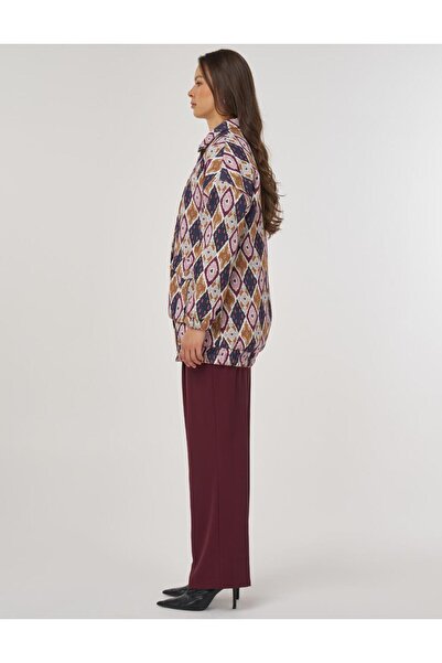 Kayra Geometric Pattern Bomber Jacket Navy Blue