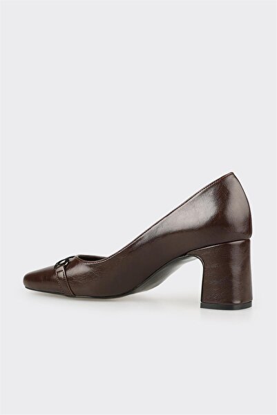 Elle Shoes Kahve Kadın Orta Topuk Ayakkabı