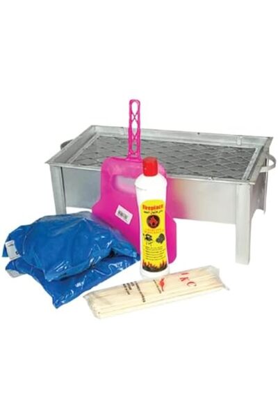 GO2CAMPS Galvanized Steel BBQ Grill with Hand Grill, Fuel and Fan