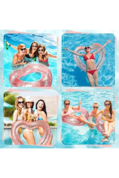erorex 2 Pieces Inflatable Swim Rings Heart Shaped Bachelorette Pool Float Loungers Tube Heart Shaped
