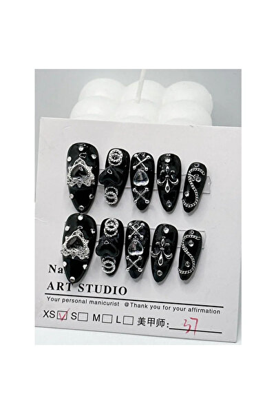 Choice1 أسود - 10 قطع مصنوعة يدويًا، سلسلة دارك ماين، رقعة أظافر بنمط دارك سي...