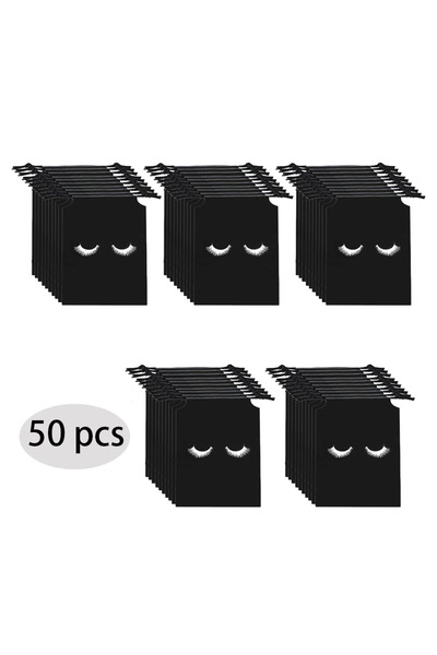 Choice3 50Pcs-BLACK 50/100 Eyelash Aftercare Bags Plastic Drawstring Lashes Bag Toiletry Makeup Pouch Cosmet