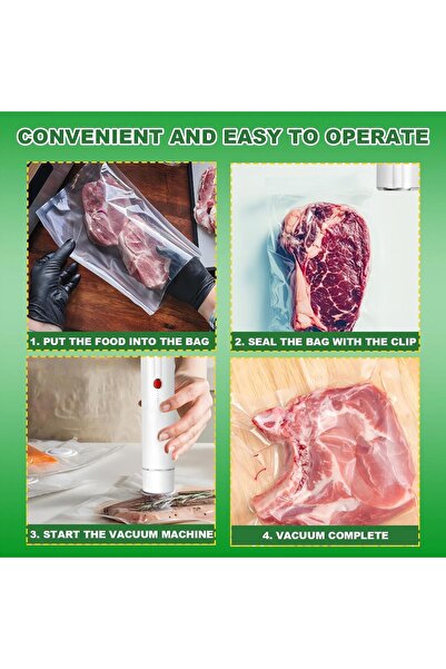 erorex Portable Vacuum Sealer Machine 65Kpa Strong Suction, Type-C Rechargeable, Food Saver Home & Travel,