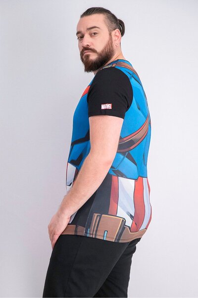 CAPTAİN AMERİCA Men Captain America T-shirt, Blue Combo