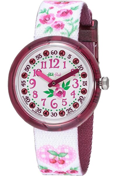 erorex Flik Flak Fiorissima Girls White Dial Fabric Band Zfpnp007