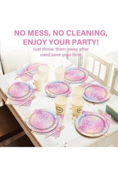 erorex Round Disposable Paper Plates, 100Pcs Diamond Glitter Disposable Paper Plates Set Parties Events,