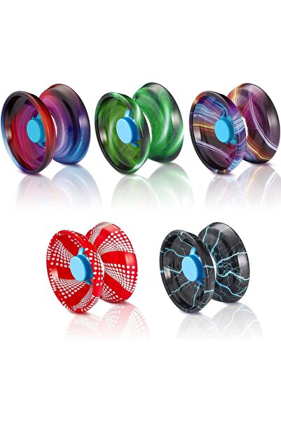 erorex Alloy Yo Yo 5 Pieces Dazzling Alloy Response Ball Beginner String Stunt Ball Auto Return Technology