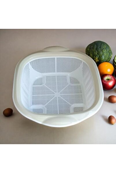 SAQOWARE مصفاة مطبخ | سلة بلاستيكية لغسل الفواكه والخضروات | مصفاة أرز