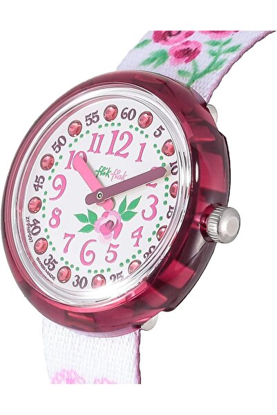 erorex Flik Flak Fiorissima Girls White Dial Fabric Band Zfpnp007