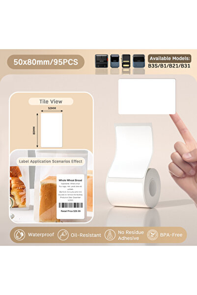 Choice1 White 5080 Niimbot White Adhesive Label Waterproof Sticker Round Pape...