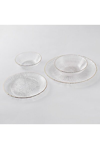 erorex Glass Plate Set 4, Glassware Kitchen Dinnerware Party Food,Round Dinner Sets Salad,Microwave Glass