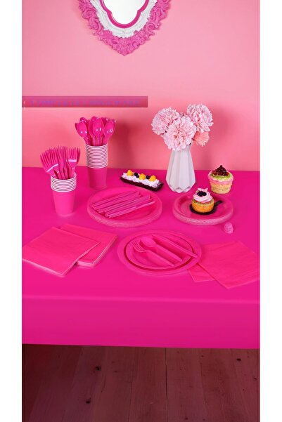 erorex 169 Piece Hot Pink Party Supplies Complete Tableware Set Party Decorations Paper Plates, Cups,