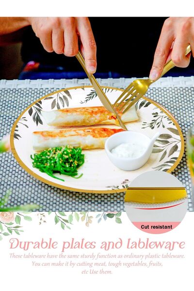 erorex 200 Pcs Disposable Dinnerware Set,25 Guest Party Supplies Dinner Set Include Paper Plates Napkin