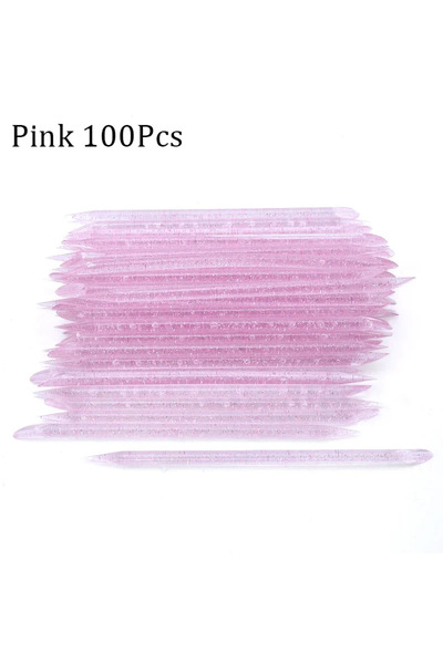 Choice4 Pink 100Pcs 50/100Pcs Reusable Crystal Stick Double End Nail Art Cuticle Pusher Cuticle Remover Tool