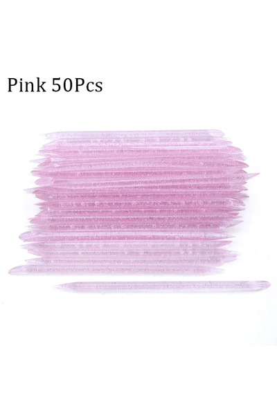 Choice6 Pink 50Pcs 50/100Pcs Reusable Crystal Stick Double End Nail Art Cuticle Pusher Cuticle Remover Tool
