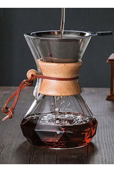 Generic V60 Coffee Maker 600mL Glass Drip Coffee Pot with Filter
