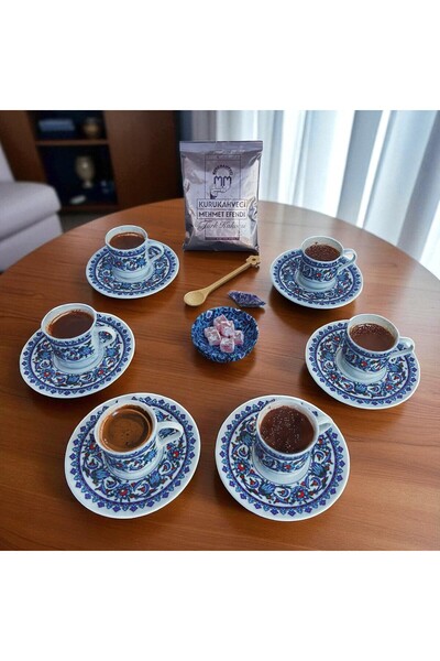 NOVAREX Global Şık Hediyelik 6 Kişilik Türk Kahvesi Takımı – Kahve + Kaşık + Lokumluk ile