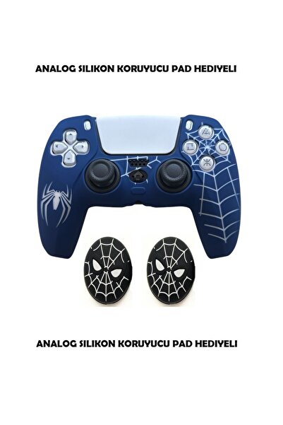 DeadSkull PS5 Dualsense Spider-Man Koruyucu Silikon Kılıf + Analog silikon Ko...