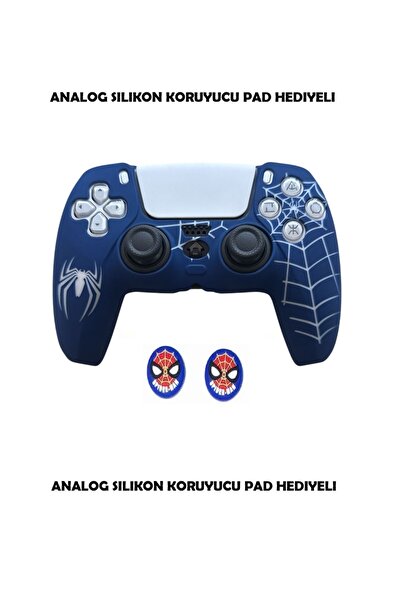 DeadSkull PS5 Dualsense Spider-Man Koruyucu Silikon Kılıf + Analog silikon Ko...